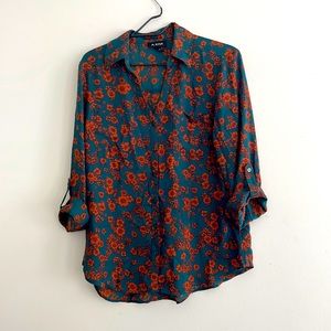 Rolled Sleeve Floral Work Shirt